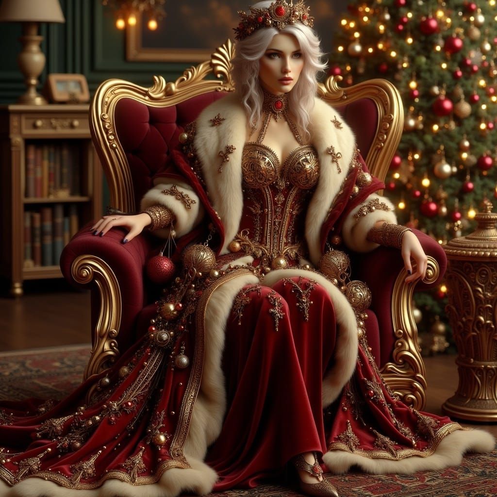 <lora:Art Nouveau Punk V2:1.0>
lora:Beautiful women:0.5 portrait of a beautiful stunning Ms Santa fantasy art in a Chris...