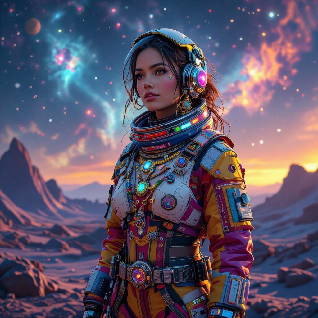 Space Explorer Portrait on New Planet in Hyperrealism