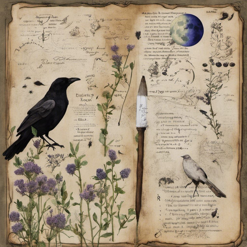 Witch's Garden Mixed Media Collage Art