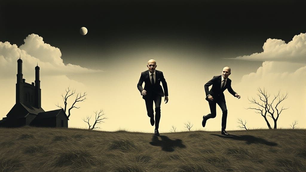 Surreal Dystopian Nightmare in Deep, Dark Colors