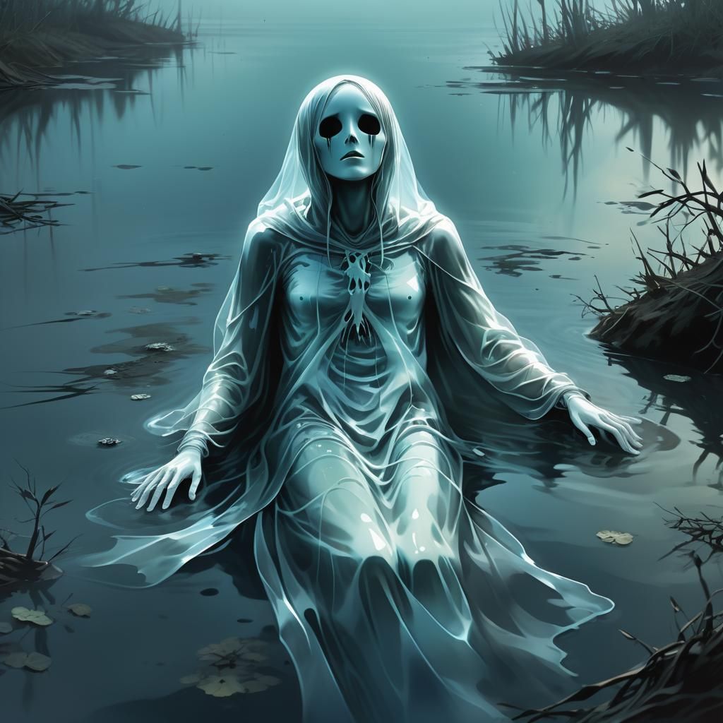 Ethereal Ghost Poet in Watery Marshland