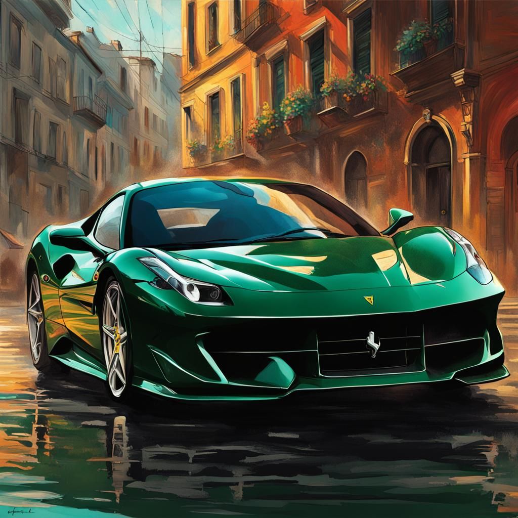 Hunter Green Ferrari Splash Art