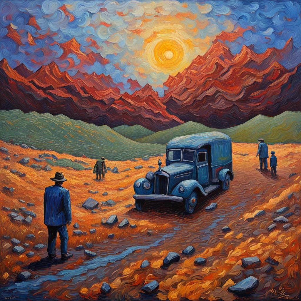 Never Never Outback in Neo-Impressionist Style