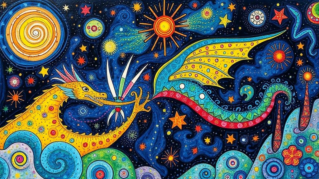 Dragon in Vibrant Pop Art Star Stream
