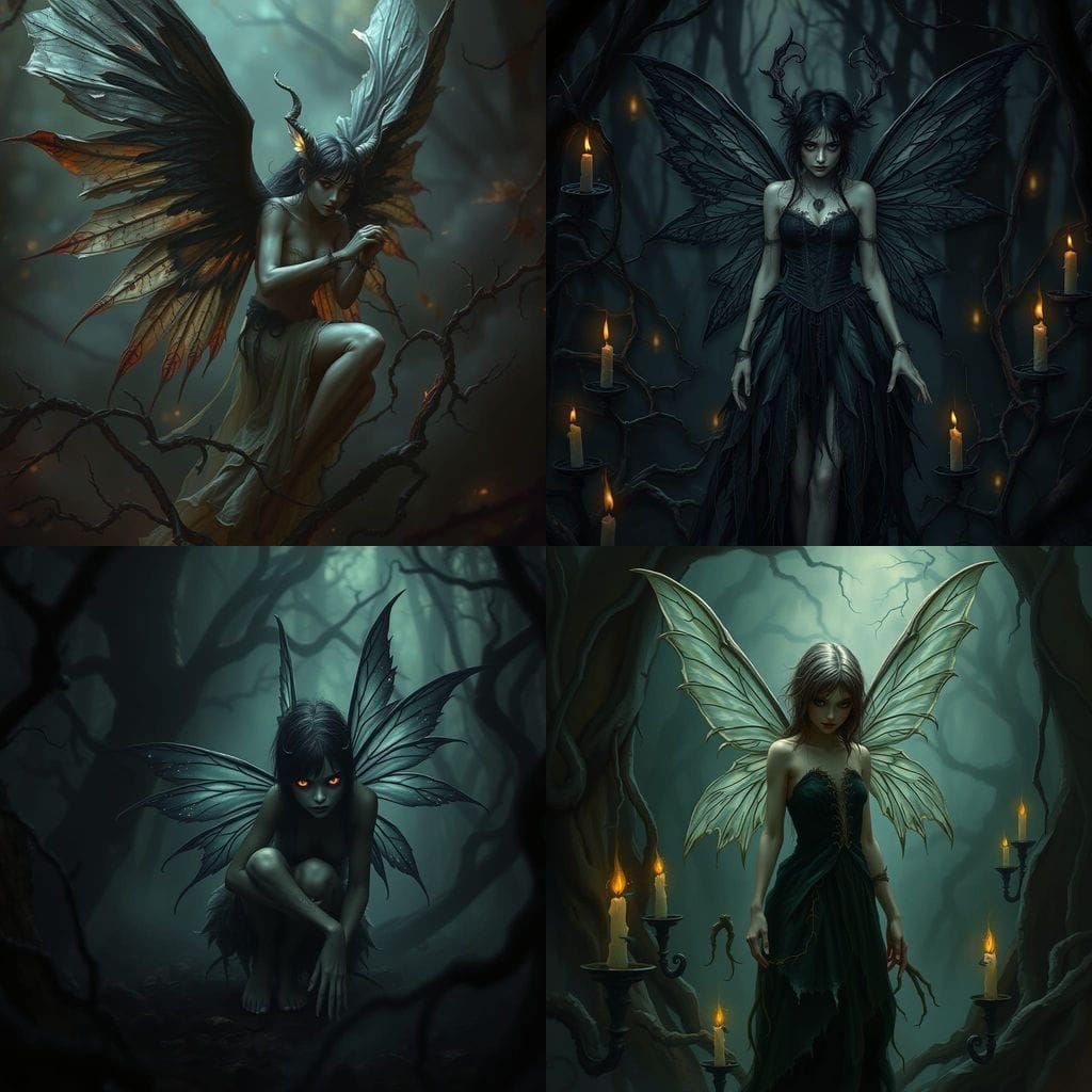 Fairy with Tattered Wings in Dark Fantasy Art