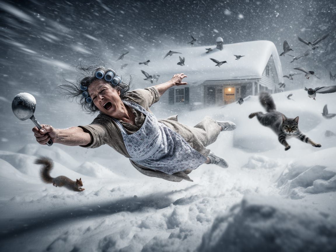 Woman Swept Away in Fierce Snow Storm Blizzard