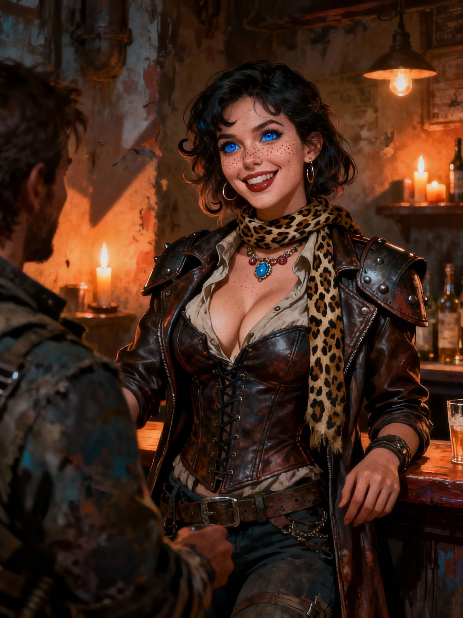 Post-Apocalyptic Bistro Barmaid in Gritty Style