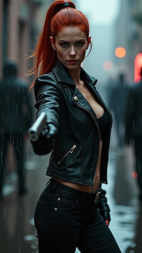 Cyberpunk Warrior Women in Dark Alleyway