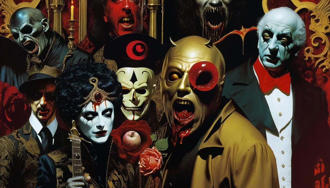 Macabre Commedia Dell'Arte Horror Collage