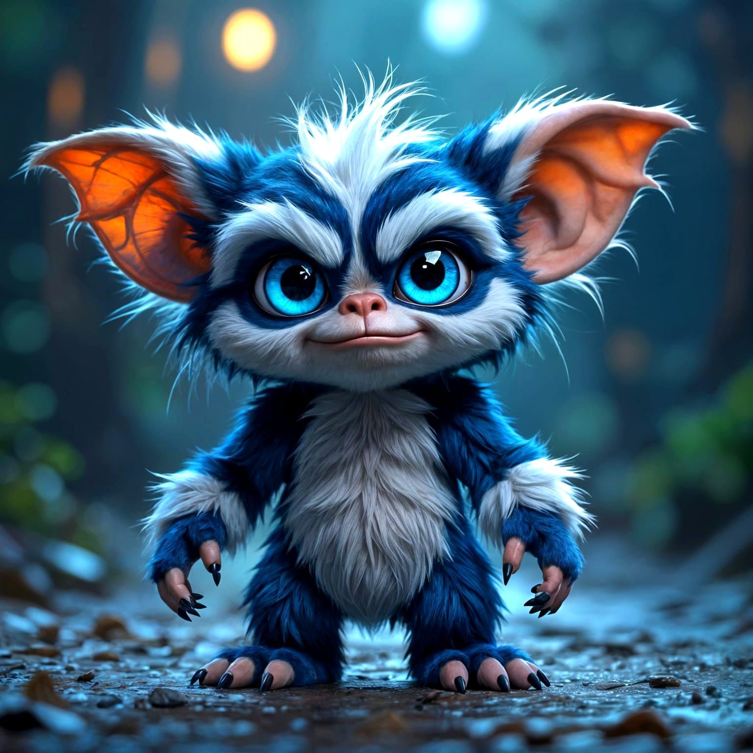 Realistic Gizmo with Blue Eyes in Fantasy Art Style
