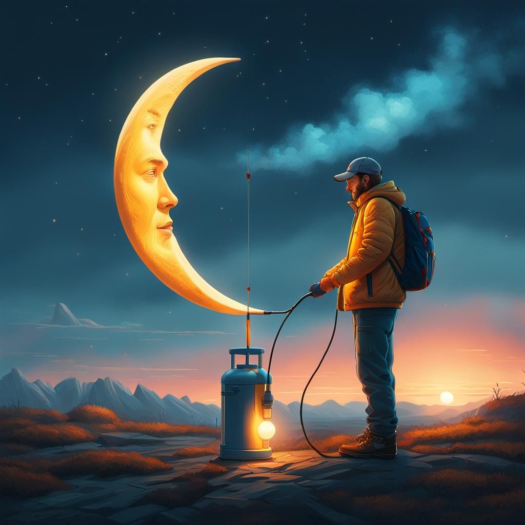 Reinflating the Moon: Surreal Digital Art