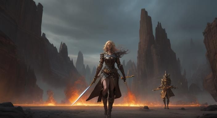 Epic Fantasy Warriors in Oil Painting Style