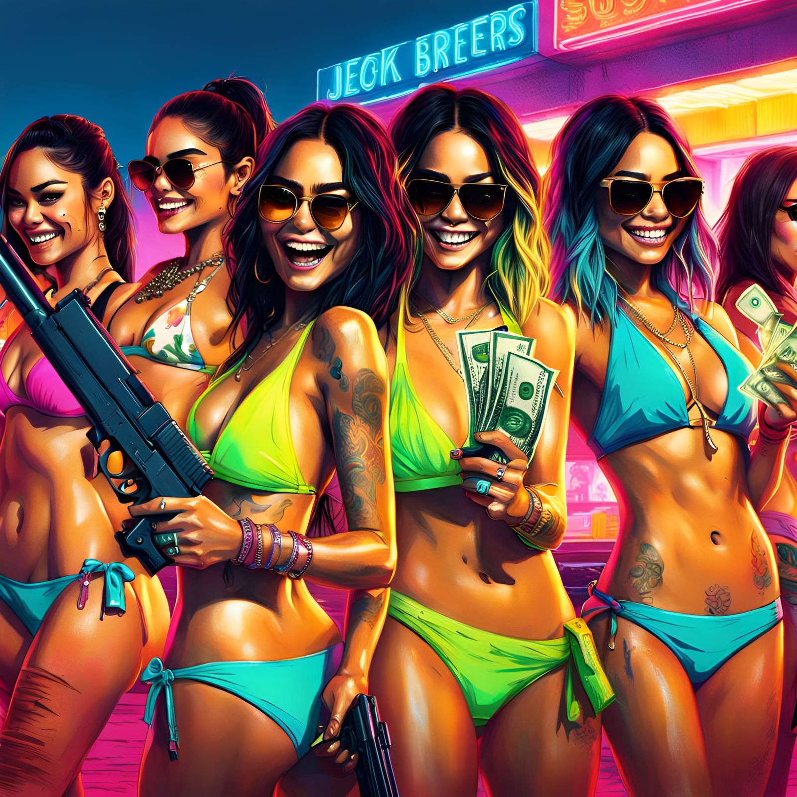 Vanessa Hudgens as Spring Breaker: Neon Bikini Concept Art