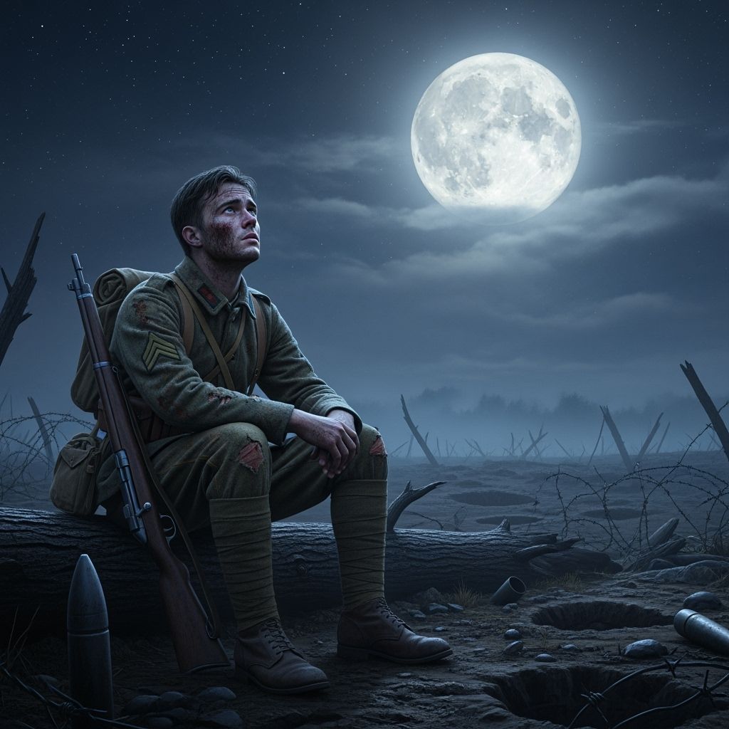 Private Reflects on War Under Full Moon