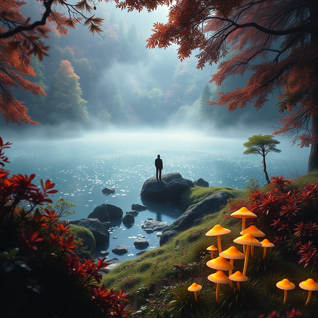 Serene Lake of Infinite Possibility in Fantastical Atmospher...