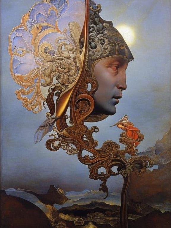 Mucha-Style Portrait of an Artist's Inner Life