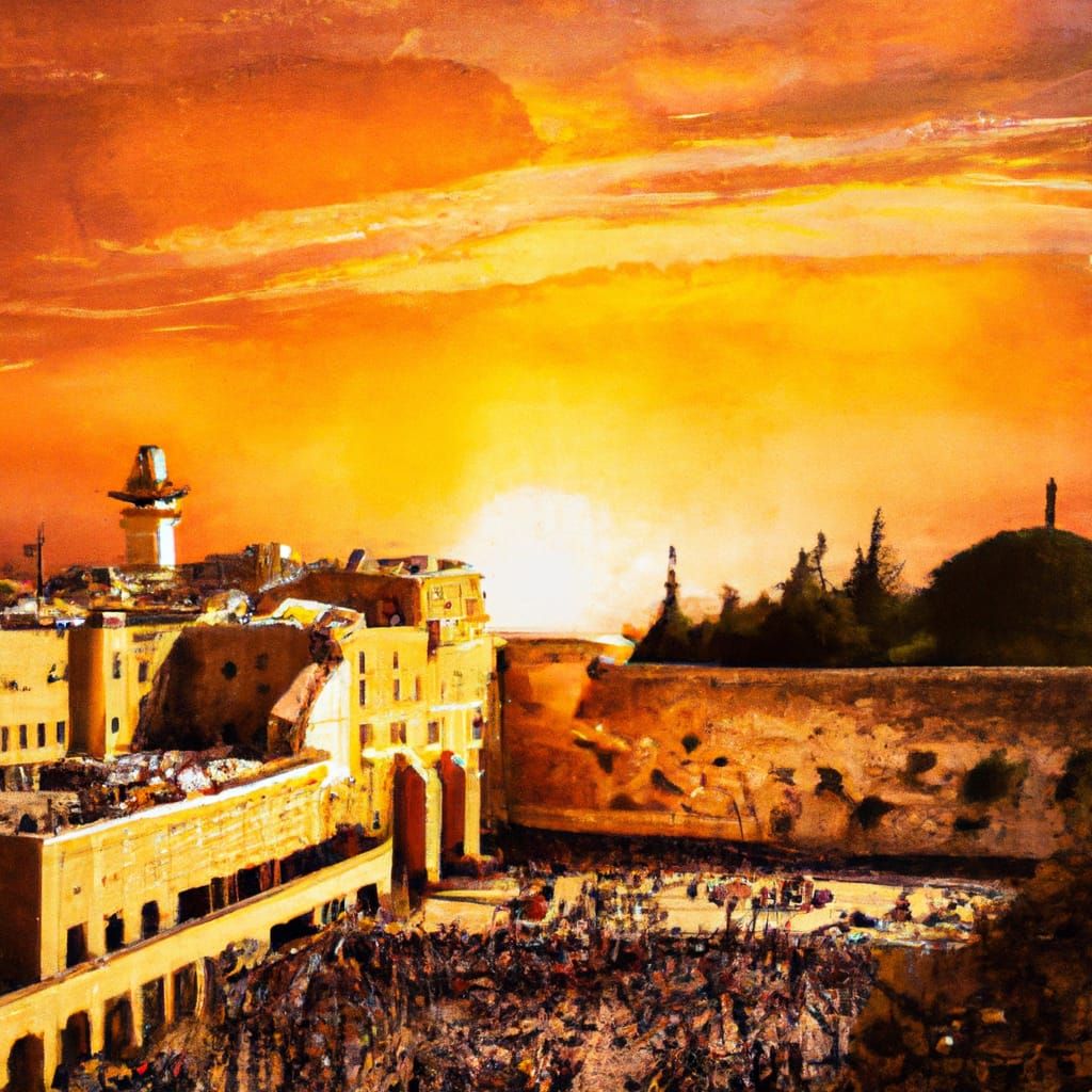 Western Wall Jerusalem Sunset in Epic Digital Detail