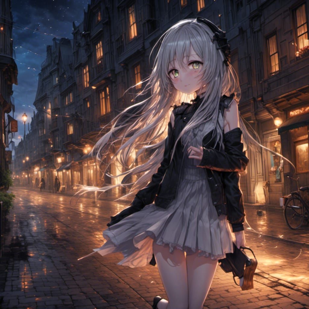 Dark Animated Hallway Scene with Young Woman