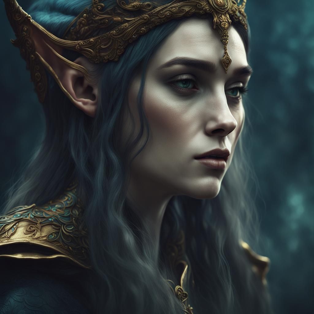 Half-Elf Wizard Portrait in Detailed Matte Style