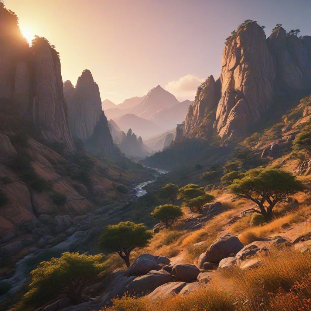 Woraksan National Park at Sunset: Epic 3D Game Cinematic