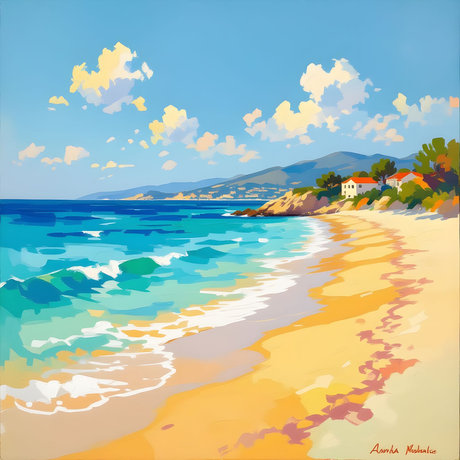 Serene Acharavi Beach: Impressionist Golden Sands & Turquois...