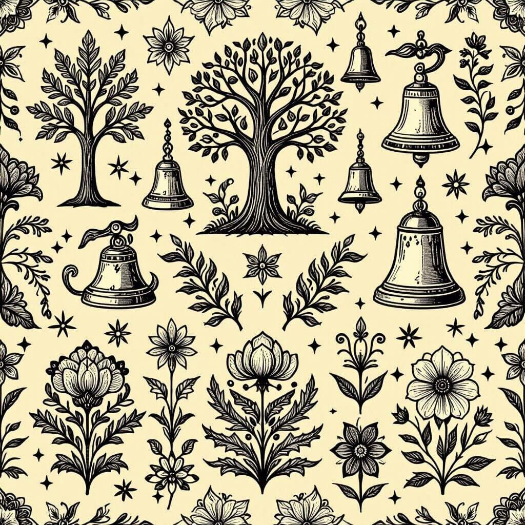 Monochrome Enchanted Garden Cookie Pattern