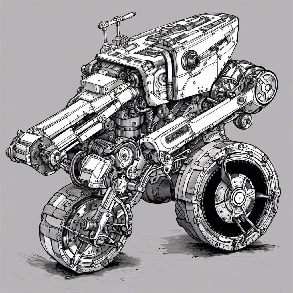 Sci-Fi Robotic Uniwheel Comic Art