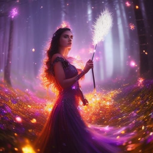 Ethereal Witch Cleans House with Magic Broom