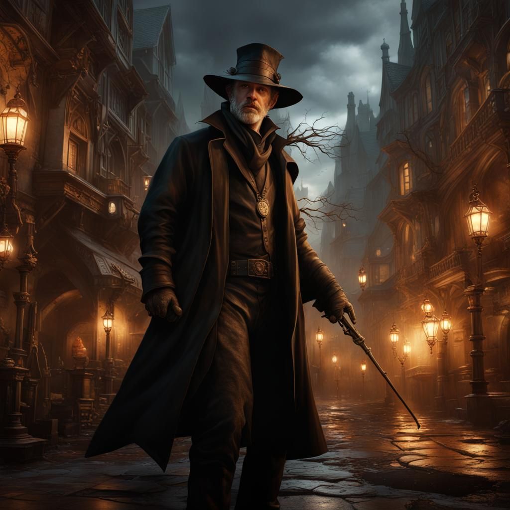 Harry Dresden Dark Fantasy Concept Art in Mucha Style