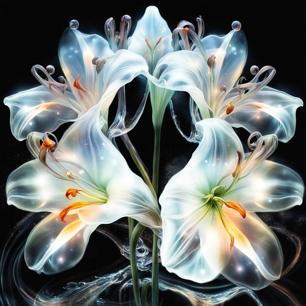 Majestic Transparent Glass Lily Flower in Dreamscape