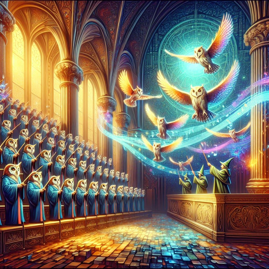 Hogwarts Owl Choir Performs in Fantasycore Artwork