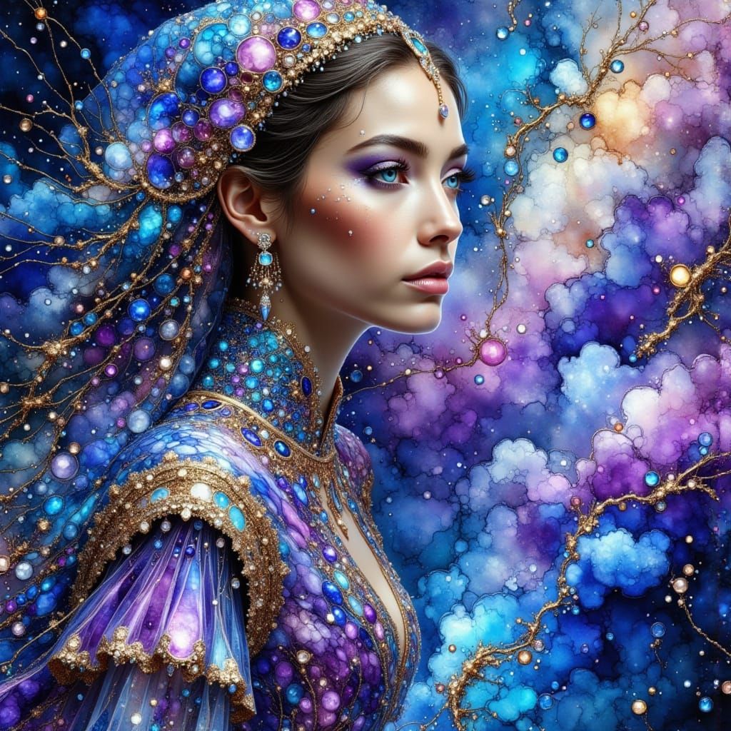 Ethereal Princess in Majestic, Sparkling Robes