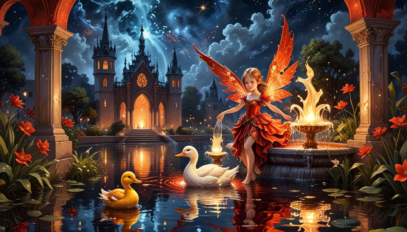 Gothic Fairy with Gold Reflections Digital Painting