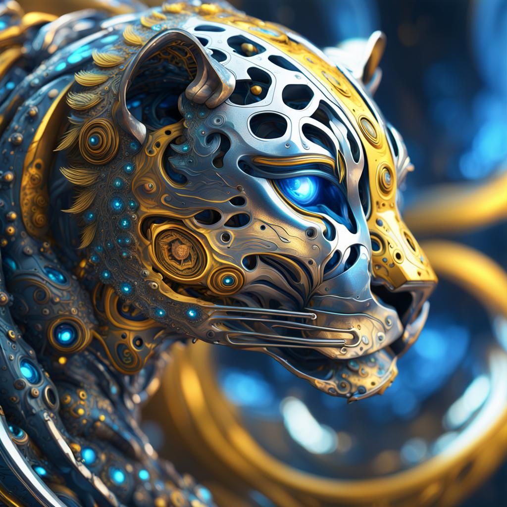 Ayahuasca Jaguar in Oil Paint with Stars