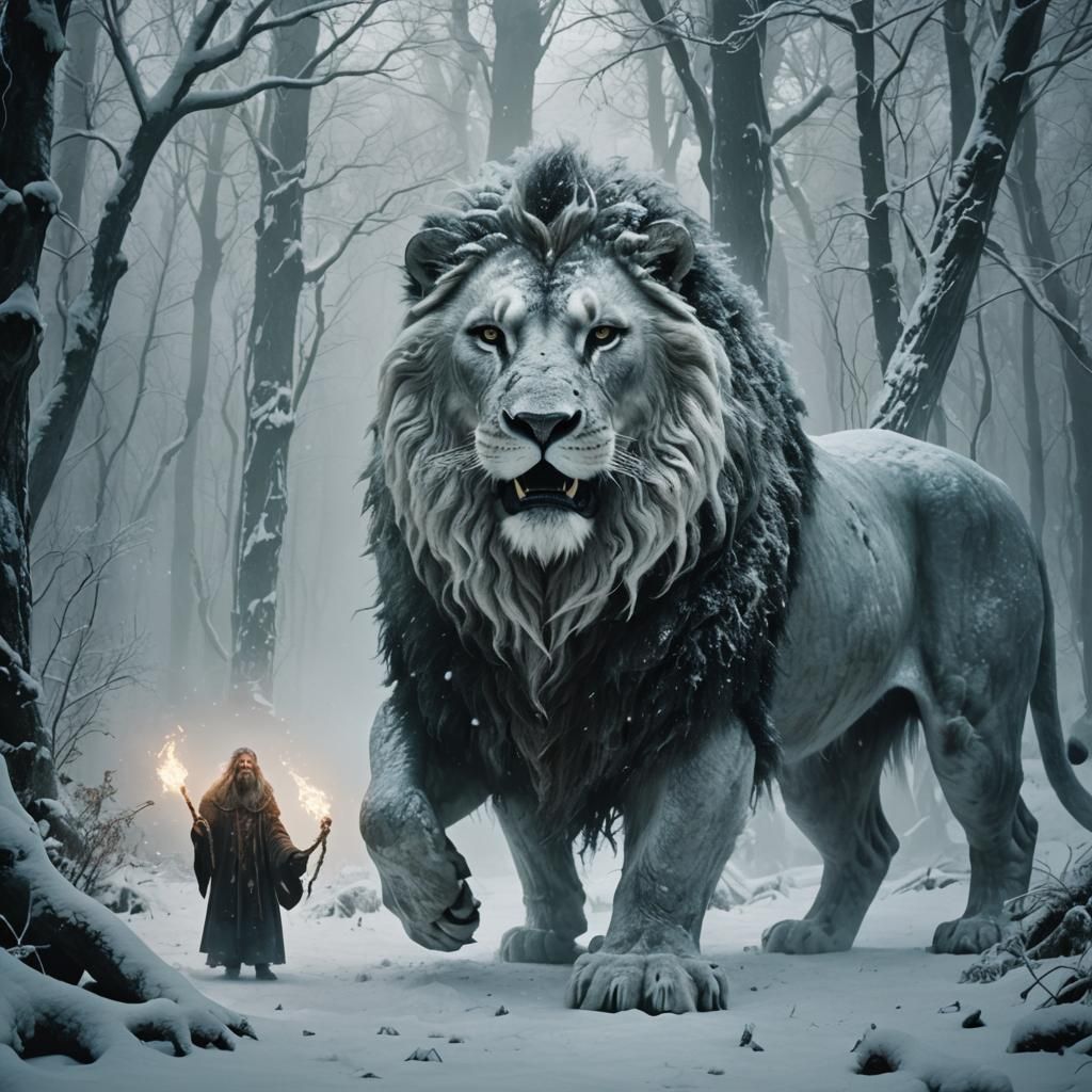Druid Summons Ice Lion in Mystical Forest