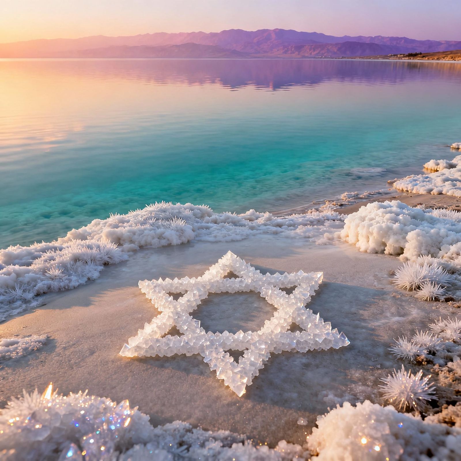 Dead Sea Golden Hour with Salt Crystal Star