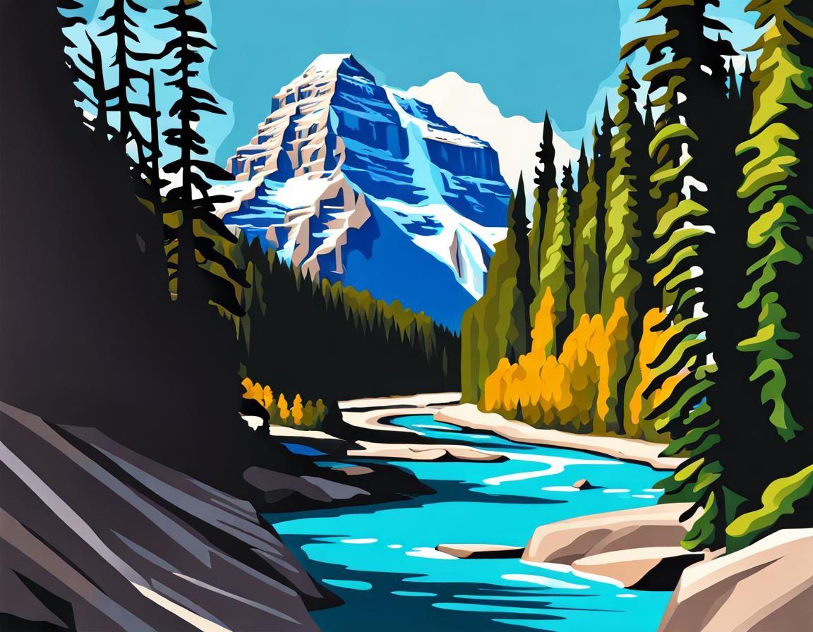 Mount Robson Digital Painting in Landscape Style