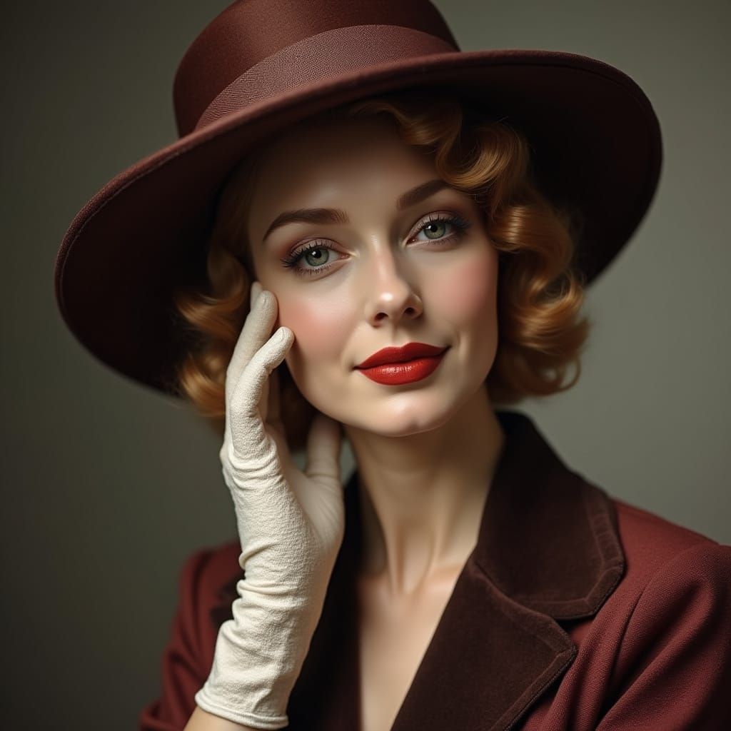 Vintage Hollywood Starlet in Elegant 1930s Attire