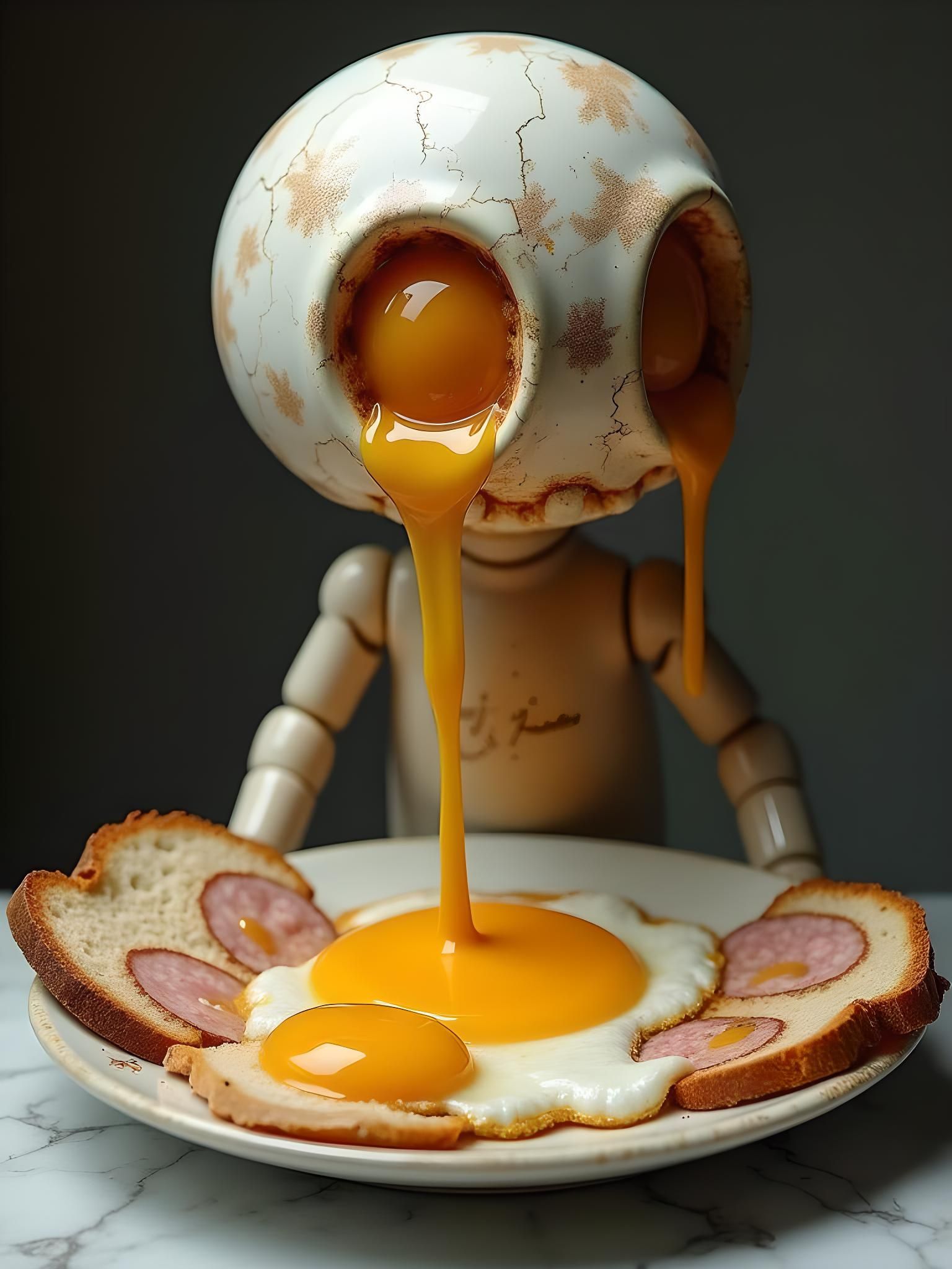Surreal Breakfast Feast: Digital Art Portrait