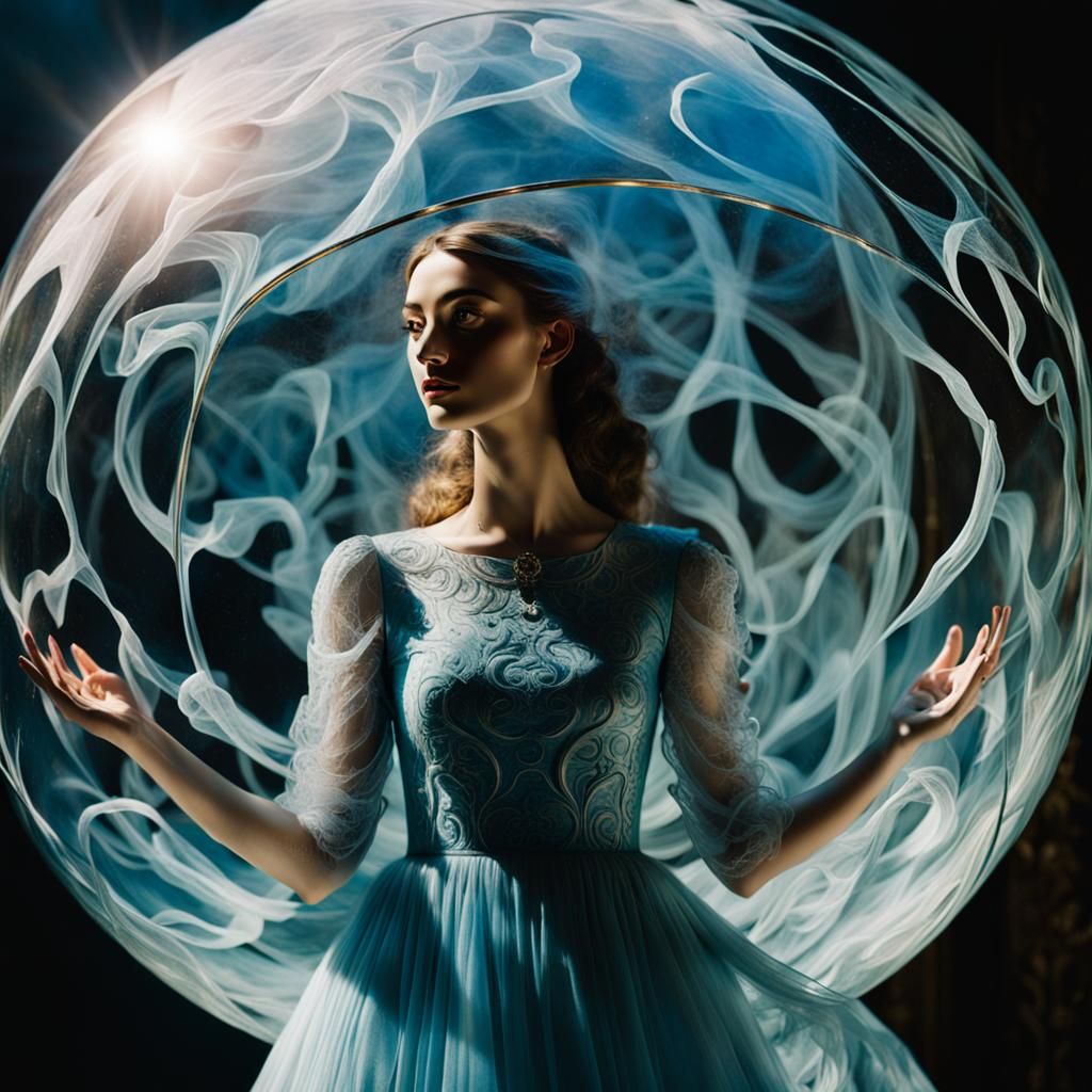 Mystical Orb: Surreal Portrait of a Magical Girl