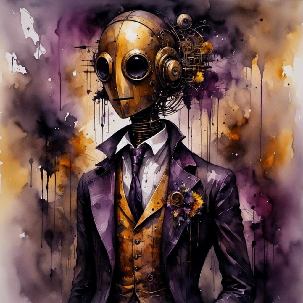 Wooden Fantasy Figure with Violet Colors