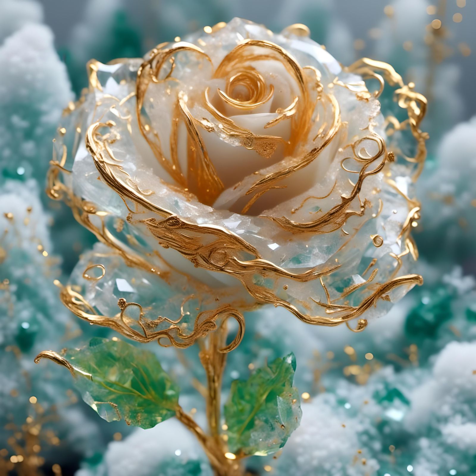 Rose with Gold Tips Digital Rendering