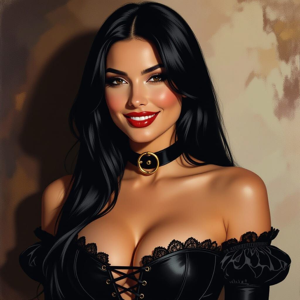 Seductive Portrait of Italian Woman in Corset