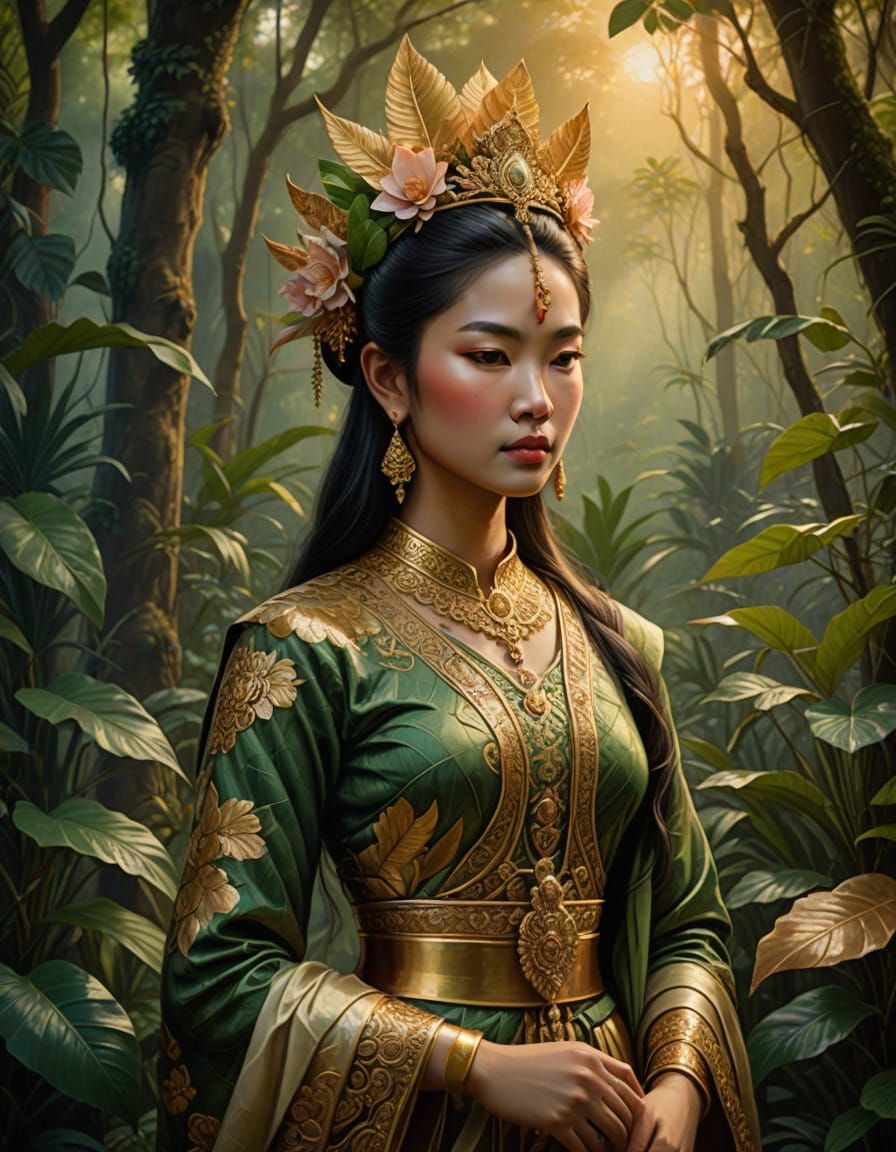 Serene Thai Earth Goddess in Tropical Paradise