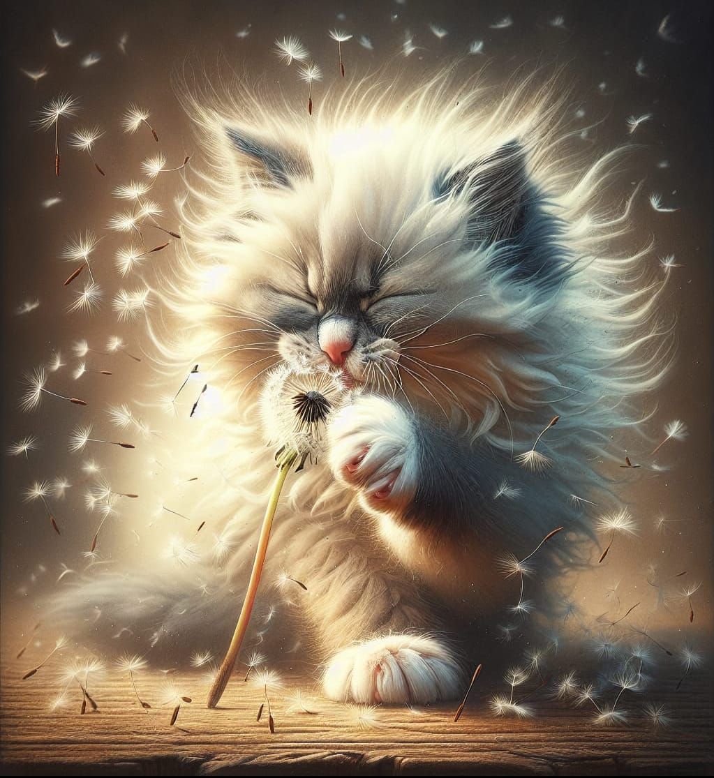 Ragdoll Kitten's Dandelion Sneeze: Wildlife Photography