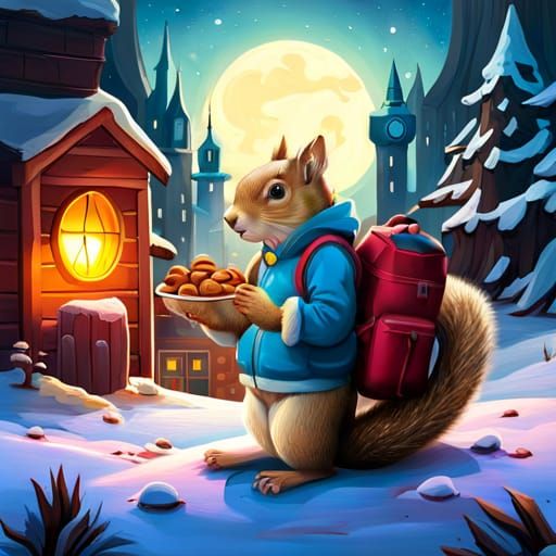 Squirrel's Winter Nut Collection: Graffiti Art Style