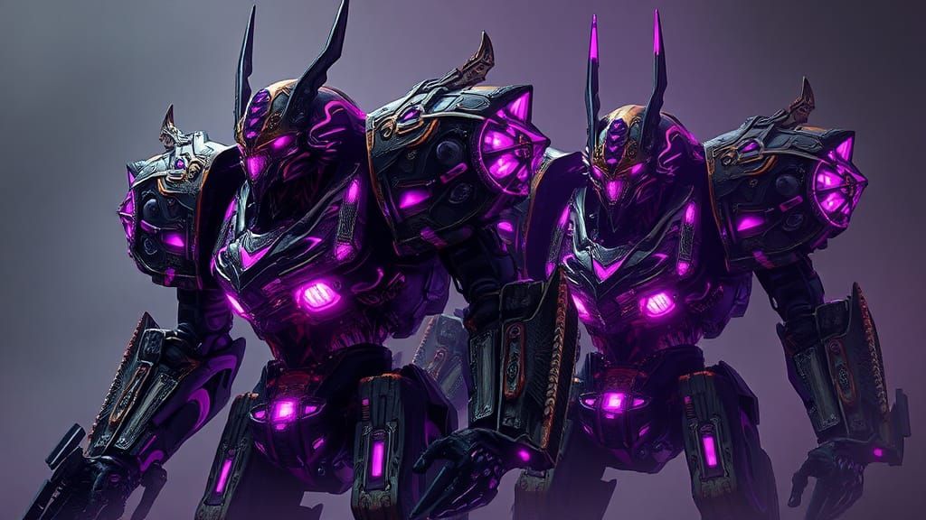 Gothic Mechapunk Mechas Prepare for Combat