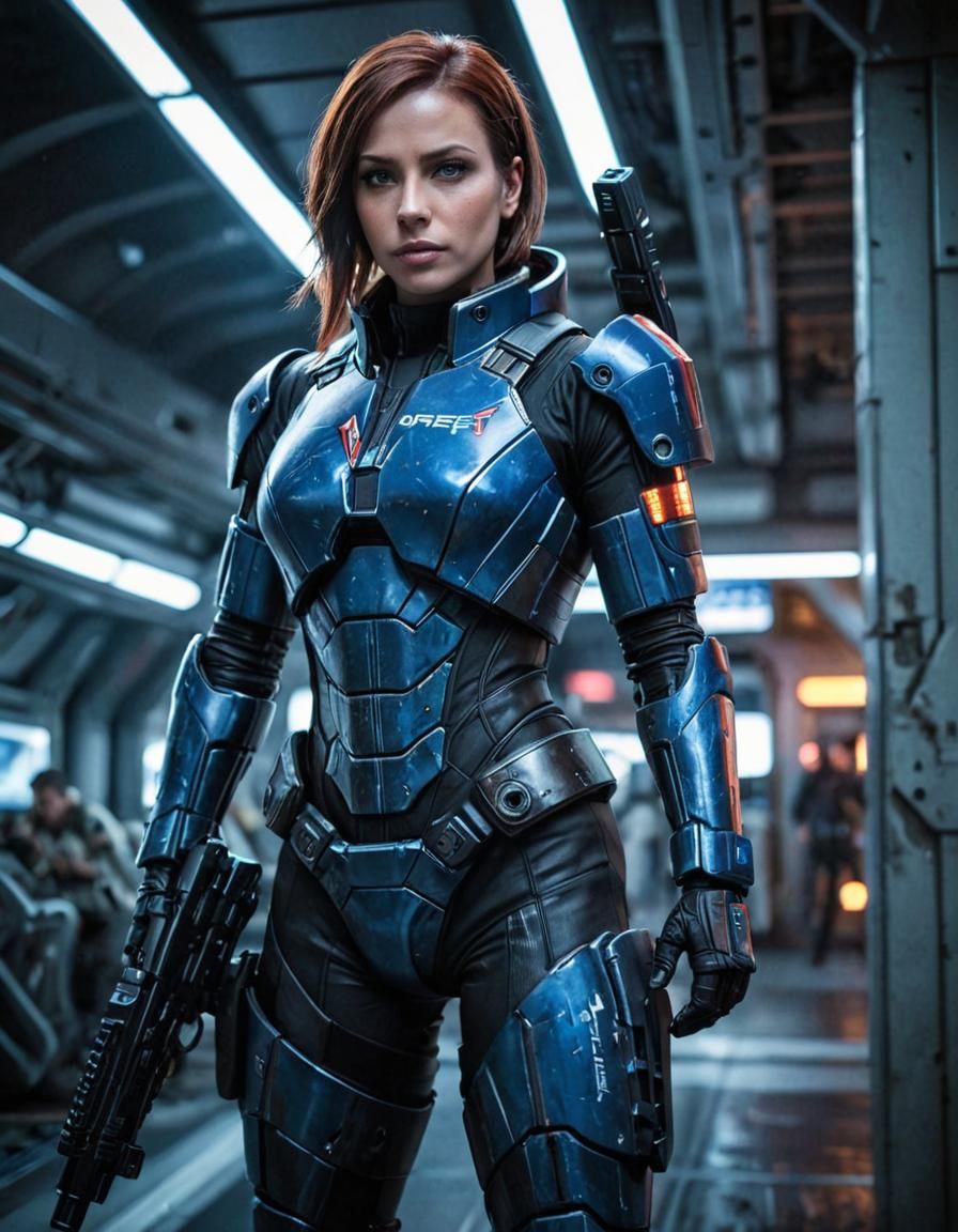 Cinematic Sci-Fi Portrait of Commander Shepard Cosplay