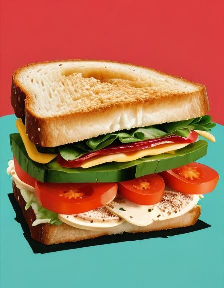 Classic Sandwich in 70s Pop Art Style