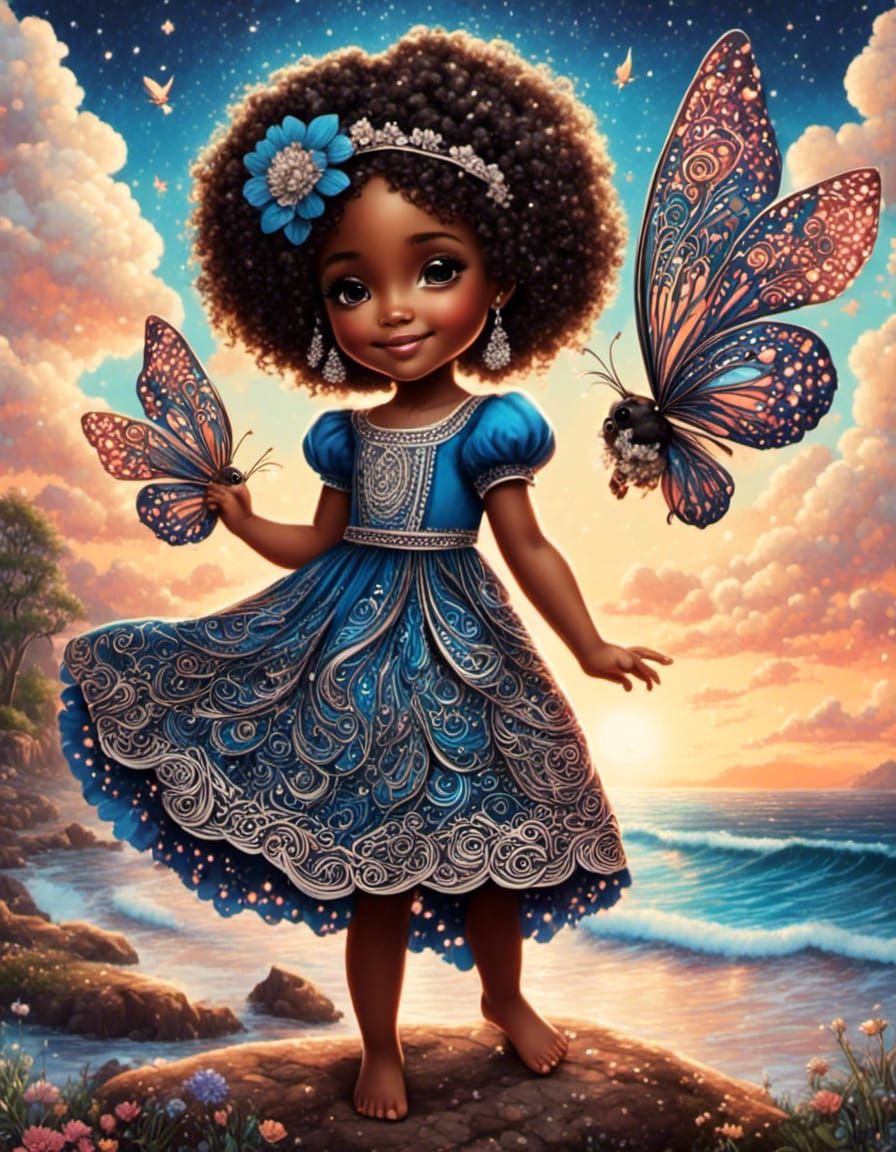 Abigail playing with butterflies